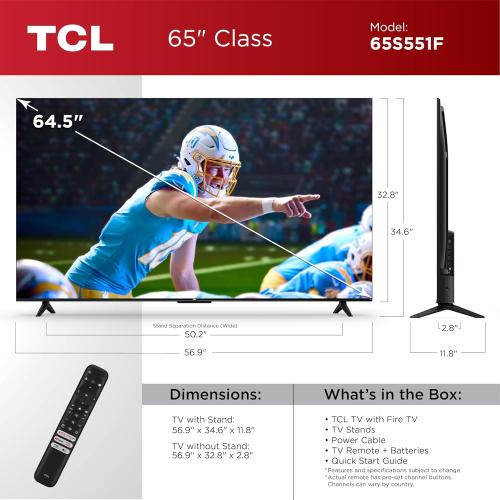 Damaged Screen TCL 65-Inch Class S5 UHD 4K LED Smart TV with Fire TV