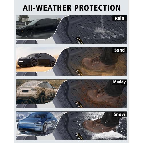 Floor Mats Custom for Tesla New Model Y Juniper 2025 2026 5-Seat Cargo Liner with Backrest Mat All Weather TPE Full Set with Front Trunk Mat Rear Cargo Liner for Juniper Automotive Accessories, Black
