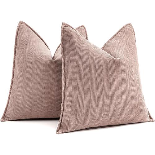 MIULEE Pack of 2 Blush Pink Valentines Decorative Pillow Covers 20x20 Inch Soft Chenille Luxurious Couch Throw Pillows Farmhouse Cushion Covers for Sofa Bedroom Living Room Spring Home Decor