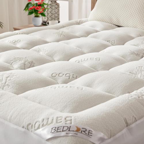 Size Twin Color Beige BEDLORE Twin Mattress Topper Viscose Derived from Bamboo, Thick Pillow Top Mattress Pad with Stretchable Pockets for 6-15 inches Mattress, Soft Breathable Mattress Topper for Back Pain Relief