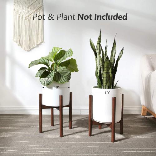 Mkono Plant Stand Mid Century Wood Flower Pot Holder (Plant Pot NOT Included) Modern Potted Stand Indoor Display Rack Rustic Decor, Up to 10 Inch Planter, Dark Brown