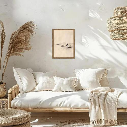 Western Cowboy Framed Canvas Wall Art – Vintage Horse Sketch Painting Print, Rustic Equestrian Wrangler Pictures for Living Room Bedroom Nursery Office Farmhouse Decor 16x24 inch