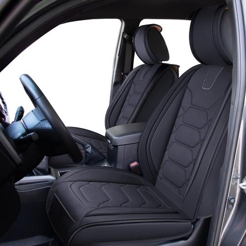 OASIS AUTO Toyota Tacoma Accessories Seat Covers 2005-2025 Custom Fit Leather Truck Cover Protector Cushion Crew Double Extended Cab TRD(Sport Front Pair, Black)