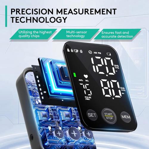 Oklar Blood Pressure Monitor Upper Arm Monitors for Home Use BP Machine Sphygmomanometer with 2x120 Reading Memory Adjustable Arm Cuff 8.7-15.7 Large Display with LED Background Light Storage Bag