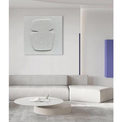 NANKAI Art Hand Painting Modern Minimalist Art Oil Painting White Thick Texture Abstract Painting 24x24 inch Canvas Wall Decorative Art