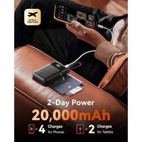 INIU 45W Portable Charger, Smallest 20000mAh Power Bank with Build in USB-C Cable, Fast Charging USB C in&Out Battery Pack, Travel Phone Charger for iPhone 17 16 15 Air Samsung S25 S24 Google iPad etc