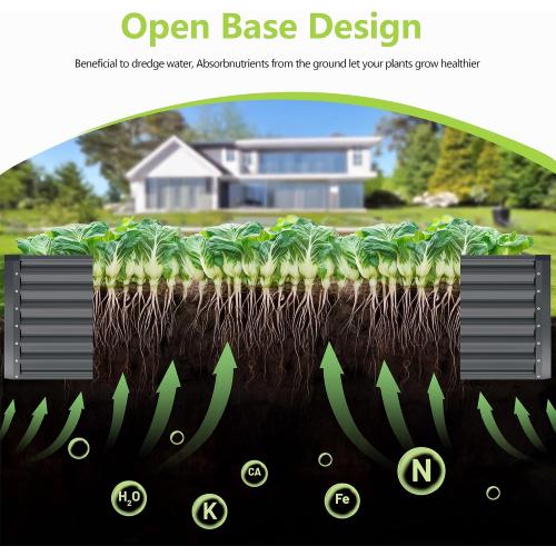 8x4x2FT Galvanized Raised Garden Bed,Galvanized Planter Boxes Outdoor, Large Metal Raised Garden Beds for Vegetables-Grey