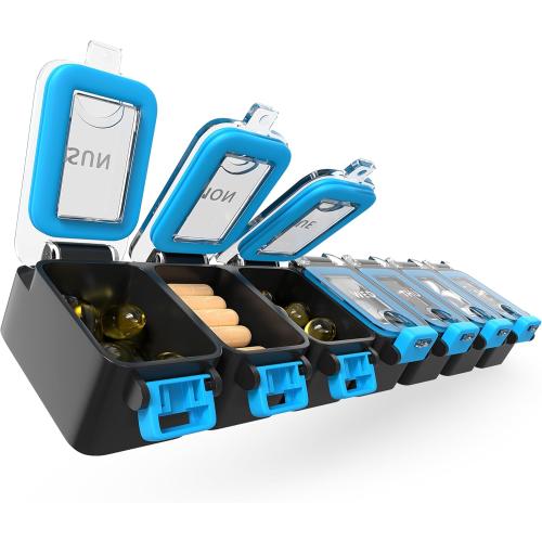 Weekly Pill Organizer 1 time a Day – Pill Box 7 Day with Enhanced Waterproof Seal, Large compartments Hold Big Vitamins & Supplements, Upgraded Locking lids, for Home & Travel use, Durable Hard case