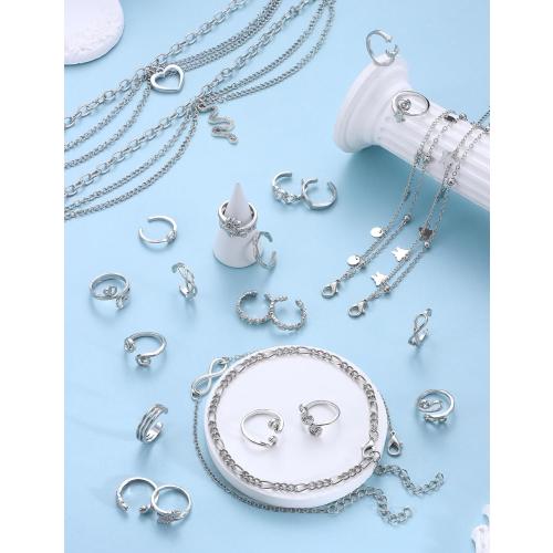 ORAZIO Toe Rings and Ankle Bracelets for Women Silver Rose Gold Plated Anklet Toe Rings Cute Layered Anklets Open Tail Rings Adjustable Beach Foot Jewelry for Summer