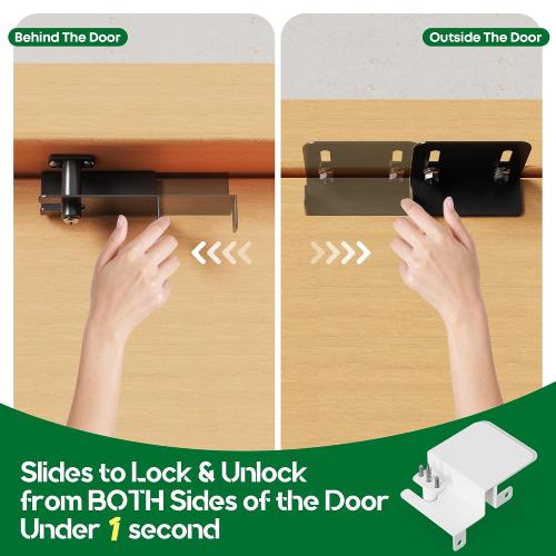 Child Safety Door Top Lock, Child Proof Door Top Lock, Top Door Lock for Kids Safety, Adjustable Lock Child Safety Top Lock, Sliding Door Lock for Kids Safety, Sturdy Metal, Black, 1 Pack