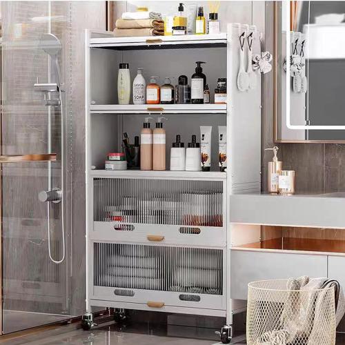 5-Tier Kitchen Storage Cabinet,Microwave Stand,Freestanding Kitchen Bakers Rack with 4 Rolling Casters,for Dining Room, Living Room and Study (White, 12.6X 27.6 x 57.3)