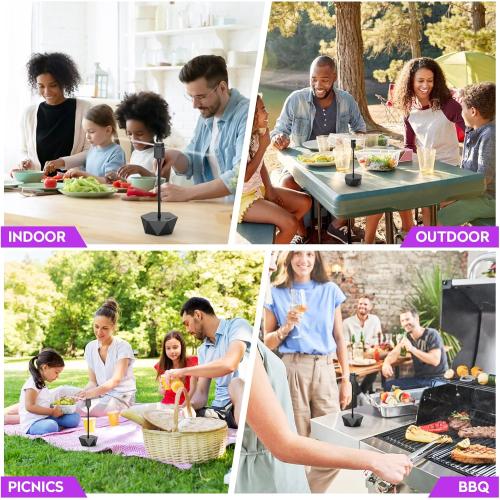 Fly Fans for Tables, Fly Repellent Fan Outdoor Indoor Keep Flies Away, Fly Repellent Fans for Tables with Holographic Blades for Picnic, Party, Restaurant, Kitchen, and BBQ, 4 Pack Black - no test