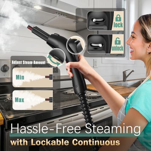 Steam Cleaner with 28 Accessories for Home, 1800W Powerful Multipurpose Steam Mop with 1.5L Tank for Floor Cleaning, Chemical-Free Heavy Duty Steamer for Cleaning Floors, Couch, Tile, Grout and Car