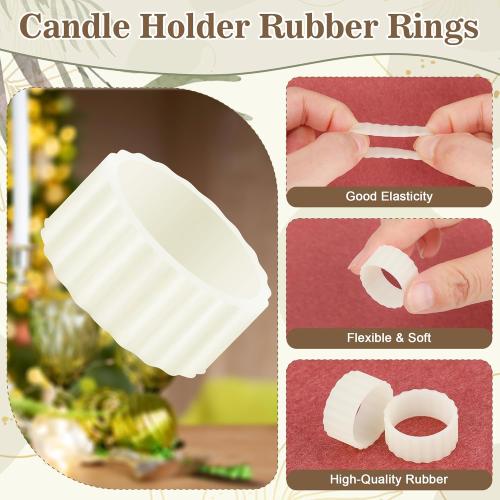 20PCS Rubber Candle Grippers, Grips Inserts for Taper Candles Holder Rubber Rings for Upright