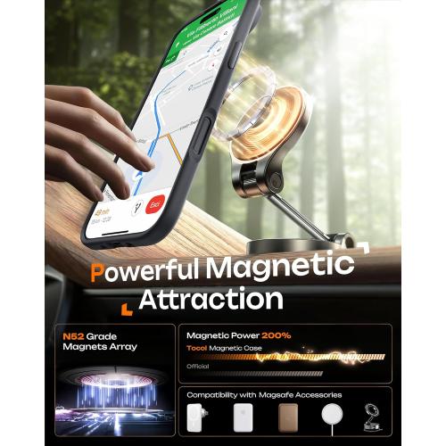 TOCOL for iPhone Air Case, Compatible with Magsafe, Full Camera Protection, Built-in Magnetic Ring, Drop Protection, Slim Thin Translucent Matte Phone Case for iPhone 17 Air (Black)