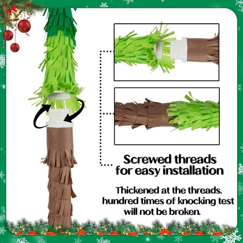 PCFING 21.6 Inch Christmas Tree Piñata with 30 Inch Piñata Stick Blindfold Confetti for Boy Girl Adults Xmas Party Game Decorations