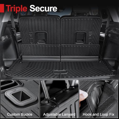 HOUCLEMIC Cargo Mat for 2021-2024 2025 Jeep Grand Cherokee L, All Weather TPE Rear Cargo Liner Trunk Mat with 3rd Row Seatback Cover for Jeep Grand Cherokee L Accessories