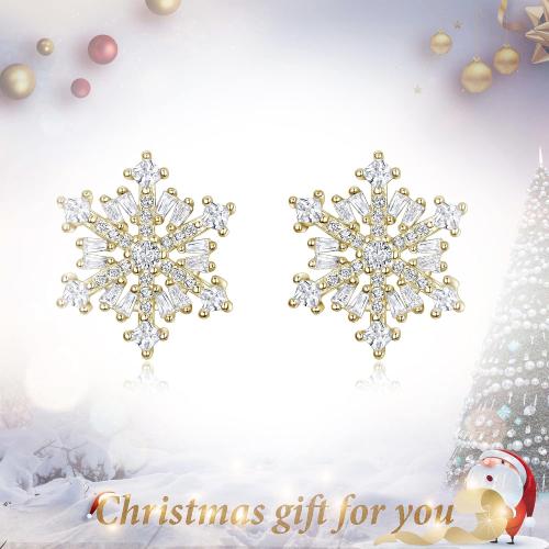 EVER FAITH 925 Sterling Silver Cubic Zirconia Winter Snowflake Flower Elegant Stud Earrings