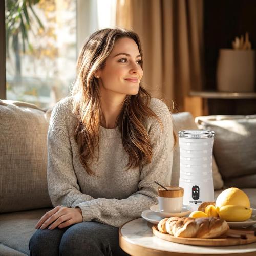 Milk Frother, Paris Rhône 4-in-1 Milk Steamer and Frother, Hot & Cold Foam Milk Warmer with Temperature Control, Auto Shut-Off Frothers for Coffee, Latte, Cappuccino, Macchiato