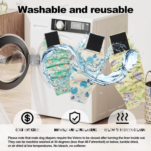 Washable Dog Diapers Male Reusable, Premium Belly Bands for Male Dogs Small, Pack of 3, High Absorbing Small Male Dog Pee Wraps for Doggie in Incontinence or Excitable Urination and Training(S)