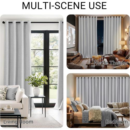 ChrisDowa 100% Blackout Curtains for Bedroom Linen Drapes 72 Inch Curtain