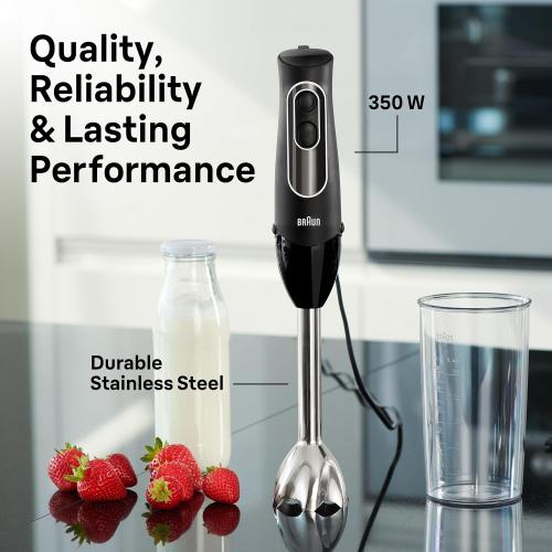 Braun MultiQuick 5 Immersion Hand Blender with Dual Speed   Turbo and Patented Technology, 350W - Includes Beaker and Whisk, Black, MQ505❗MAY HAVE MISSING PIECES/NEEDS CLEANING ❗