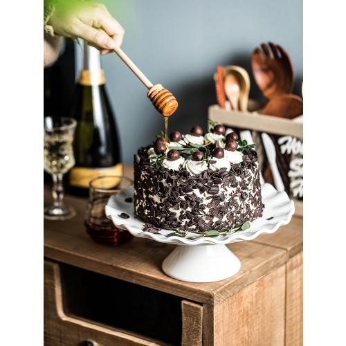 White Cake Stand, 10 Inch Cake Stands for Tea Party, Round Dessert Stand for 8 Inch Cake, Small Cake Plate Cupcake Stand for Dessert Table Display, Ruffle Trim