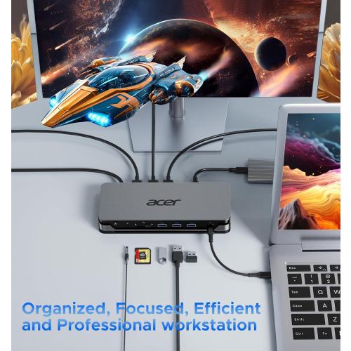 Acer Premium 13-in-1 Docking Station with 110W PD & Triple Monitor Support | Dual 4K HDMI and DP,5Gbps USB A/C,Gigabit Ethernet,Security Lock | Laptop Docking Station for Windows/Dell/HP/Lenovo/Asus