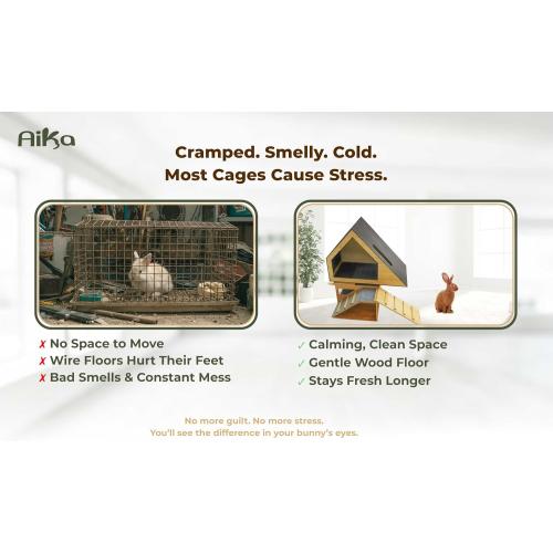 Wooden Rabbit Hideout Castle – Indoor Bunny House & Hut for Rabbits, Guinea Pigs, Chinchillas & Small Pets – Medium Size Habitat – Durable Wooden Rabbit House for Indoor & Outdoor Use