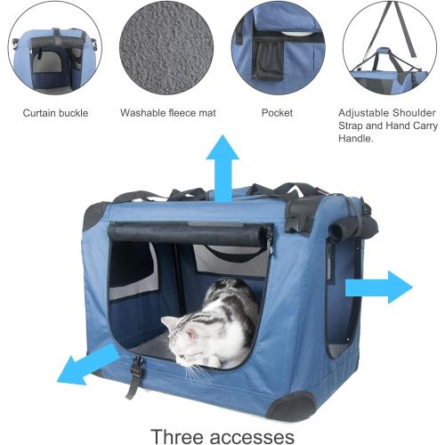 Large Cat Carrier , Portable Dog Crate for Small Medium Dogs Collapsible Traveling Pet