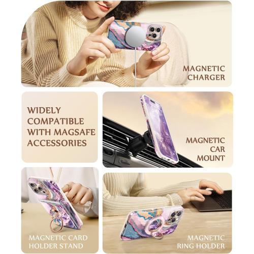 GVIEWIN for iPhone 16 Pro Max Case Compatible with MagSafe, with Screen & Lens Protectors, Military-Grade Protection Slim Marble Shockproof Magnetic Phone Case for 16 Pro Max 6.9, Dreamland River