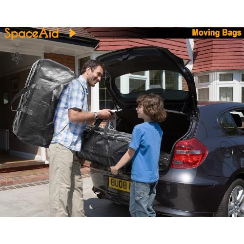 Heavy Duty Moving Bags 8 Pack, Large Storage Totes Bins with Backpack Straps, Strong Handles & Zippers, Packing Moving Boxes Supplies, College Dorm Room Essentials, Black