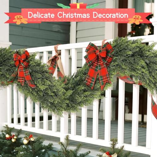 9FT Cedar Garland, 162 Tips Real Touch Christmas Garland, Artificial Winter Pine Garland for Mantle Table Stairs Wall, Outdoor Christmas Decorations Indoor Greenery Garlands Holiday Decorations