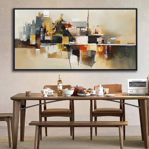 Yellow Abstract Wall Art for Living Room - Modern Wall Art - Framed Large Wall Decor - Canvas Pictures for Bedroom, Office, Above Bed - Contemporary Artwork for Home Decor 29×58IN