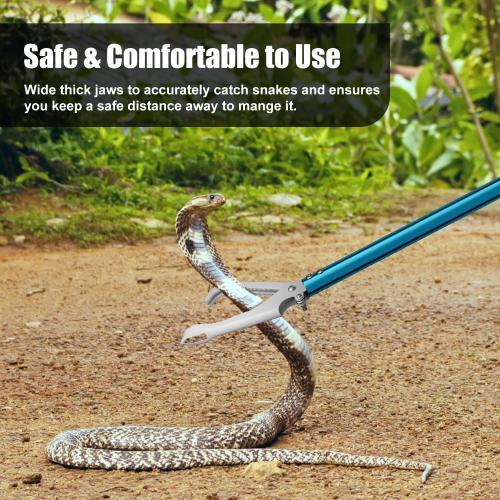 Size 60 Snake Tongs, Professional Aluminum Alloy Standard Reptile Grabber Rattle Snake Catcher Wide Jaw Handling Tool