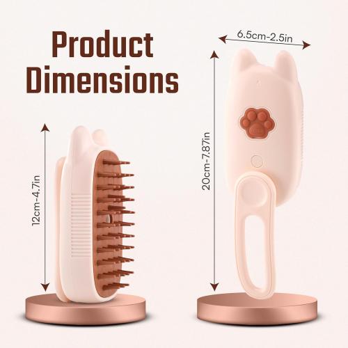 Cat Steam Brush - 2024 New Rechargeable 3-in-1 Hair Comb Self-Cleaning Pet Grooming Tool for Long and Short Hair Cats and Dogs, with Steamy Massage Shedding Relief, Beige