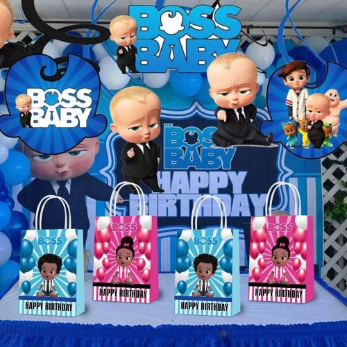 Theme Party Bags, Unique Pattern Goodie Bags for Boys Girls Kids Boss Boys Party Supplies, Most Special Design Gift Bags Sturdy Extra Thick with Handle(16PCS)