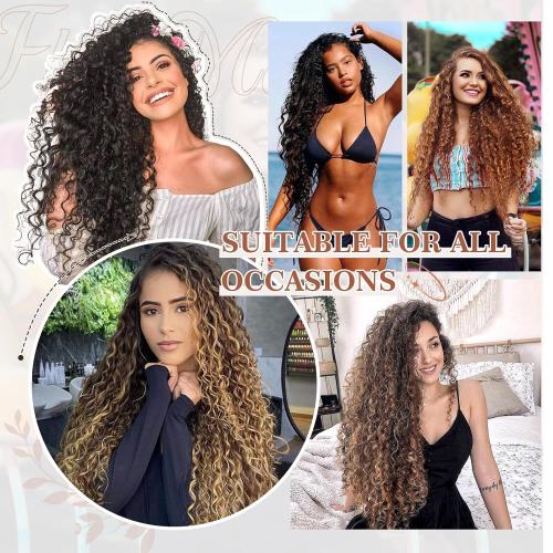 Clip in Hair Extensions, FLUFYMOOZ 4PC 100％ Pure Protein Silk Hair Extensions Long Soft Natural Hairpiece 20 Inch Curly Hair Extension for Women (Medium Blonde to Light Blonde)