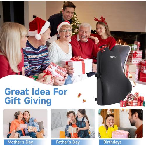 Lumbar Support Pillow for Car Truck Accessories Gifts for Mom Dad Memory Foam Back Support for Driving Seat Lower Back Cushion, Lumbar Comfort for Long Drivers Back Pain Relief, with Adjustable Straps