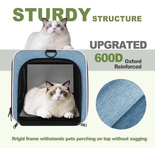 GAPZER Cat Carrier 18 x 11 x 11 Top Loading Soft Pet Travel Bag Over 15lbs | Portable Small Dog Puppy Car Travel Crate 10 lbs, Chihuahua Kennel Carry Case, Kitty Cloth Cage Medium Cat Under 25 lbs Blue