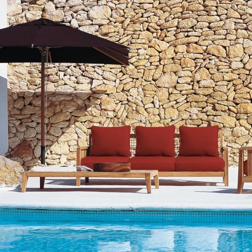 Sundale Outdoor Olefin Deep Seat Cushion Set of 2, Patio Chair Cushion and Pillow, Water-Resistant Sectional Sofa Pad with Straps Red, 24 x 24 x 4 Inches