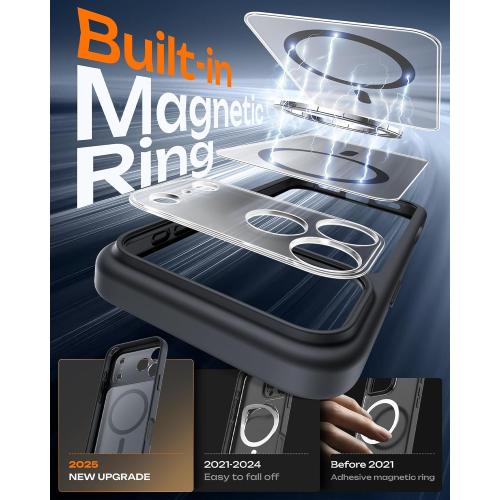 TOCOL for iPhone 17 Pro Case, Compatible with Magsafe, Built-in Magnets, Full Camera Protection, Drop Protection, Translucent Matte for iPhone 17 Pro Phone Case 6.3 inch (Black)