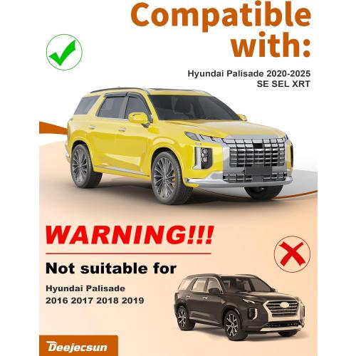Extra-Thick Window Rain Guards Fit for Hyundai Palisade 2020-2025 SE SEL XRT Rain Guards Tape-on Side Window Deflectors Visors Vent Visors Vent Shades Car Accessories