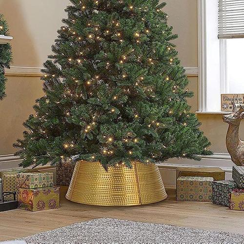 Decorative Christmas Tree Collar - Metal Christmas Tree Collar, Burlap Tree Collar | Dawsons Living Christmas Tree Skirt, Metal Christmas Tree Trunk Basket Guard for Preventing from Cat Dog