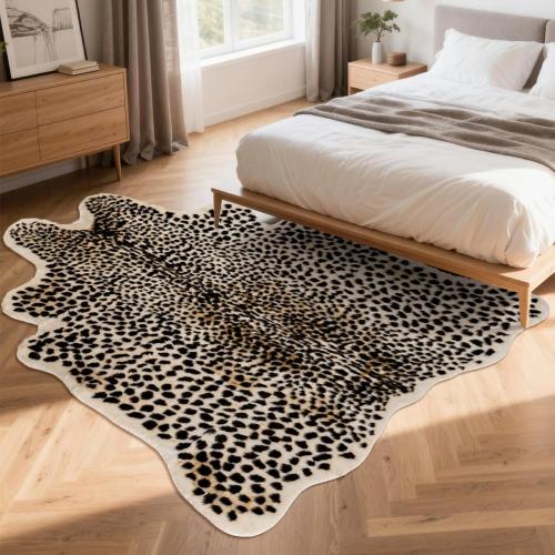 Huichenxing2021FURSTORE Leopard Rug Cheetah Print Rugs for Living Room Bedroom Faux Animal Print Area Carpet Cowhide Skin Mat 4.6x5.8ft