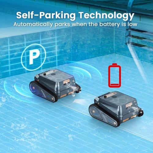 Color Dark Grey U8 Cordless Robotic Pool Cleaner, Pool Vacuum for Inground Pools, Wall & Waterline Cleaning, 150min Battery Life, Intelligent Route Planning, for Pools up to 2,000 Sq.ft (Dark-Grey)