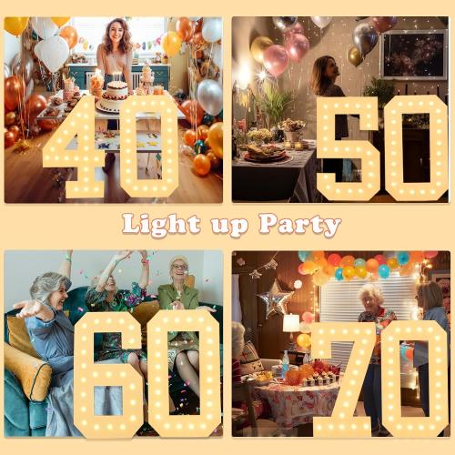 LOBOOM 4FT Light Up Numbers, Marquee Numbers 4 Feet Tall Giant Number 75 Mosaic Big Number Sign for 75th Birthday Party Backdrop Anniversary Decorations, Pre-Cut Large Frame