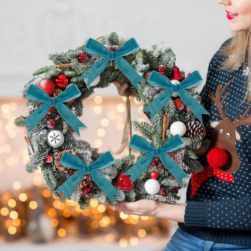 Chuangdi 1 Inch, 60 Yard Christmas Teal Blue Velvet Ribbon Wide Vintage Velvet Ribbons for Christmas Tree Ornaments Flower Bouquets Wedding Wreath Bow Making DIY Craft Choker