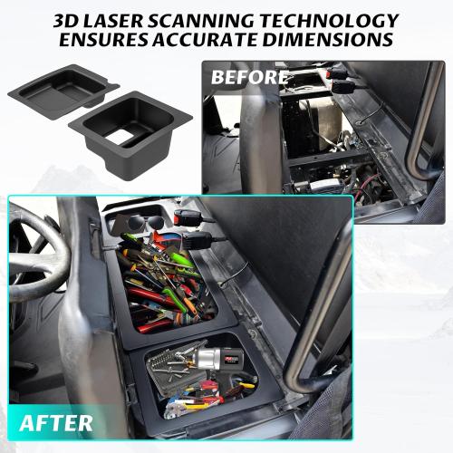 SAUTVS Left & Right Under Seat Storage Box for Ranger 570 500 15-21, Underseat Storage Bin Set Organizer Tray for Polaris Ranger 500 570 Mid Size 50 Wide 2015-2021 Accessories (2PCS, Left & Right)