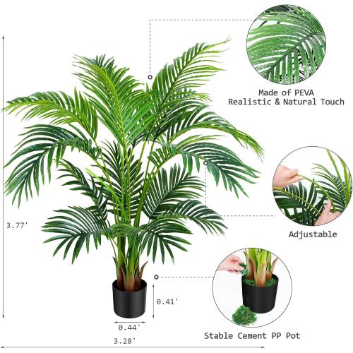 Worth Garden 4ft Artificial Areca Palm Plant 2 Packs in Pot, Fake Cane Palm Silk Tree Indoor Outdoor, Dypsis Lutescens, 47in Lifelike Faux Silk Plant Home Decor, Two Linen Bags Included